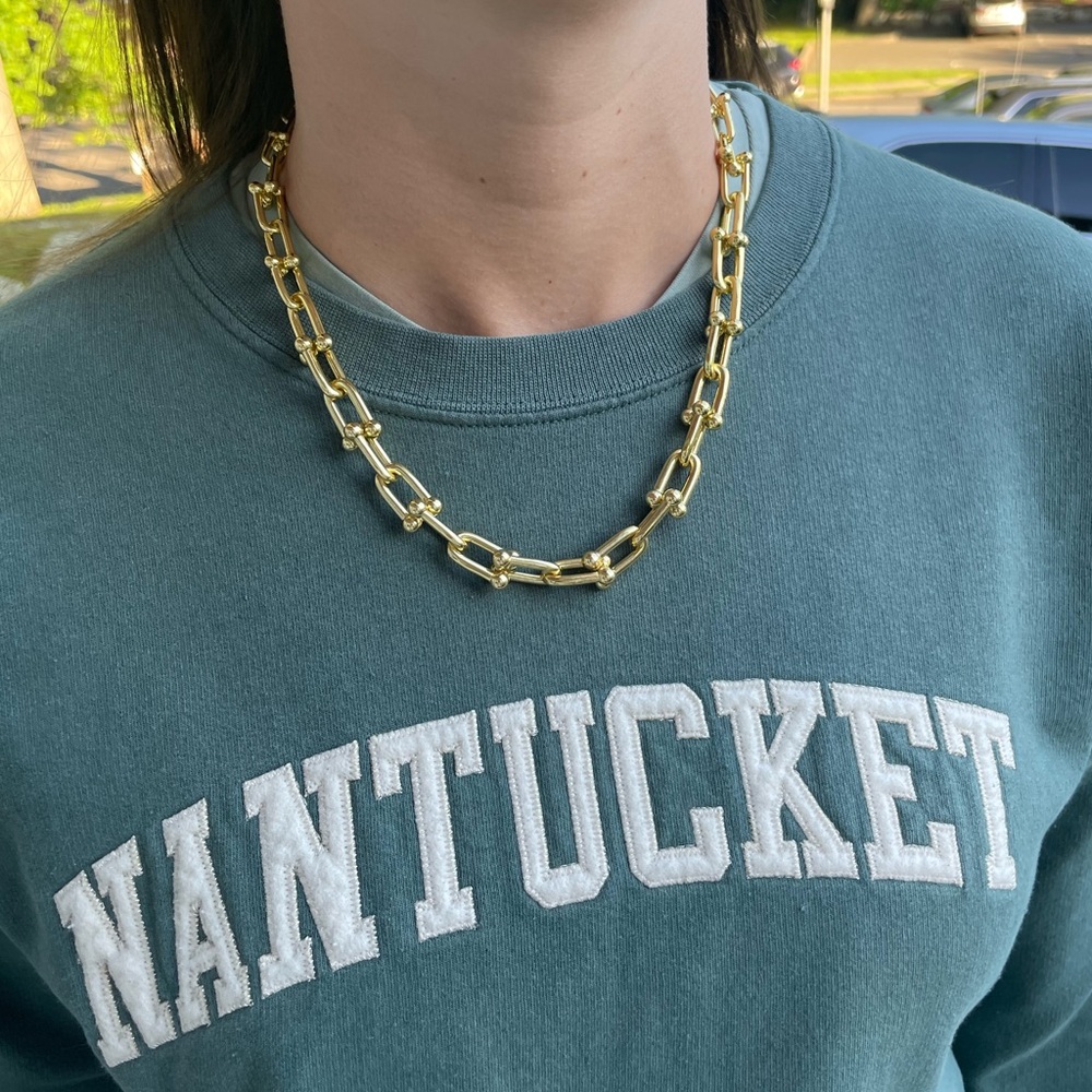 NEW GOLD HARDWARE GRADUATED LINK U NECKLACE LUXURY DESIGN LINK CHAIN NECKLACE